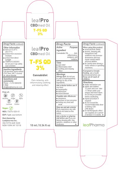 Principal Display Panel_carton 10ml (Leafpro Cbdmed Oil T Fs Qd 3 Fs 28x28x95 Us)